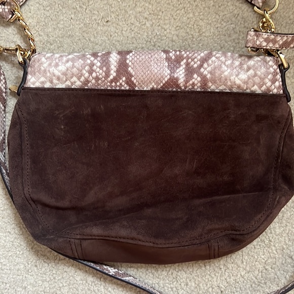 Michael Kors Embossed Python Brown Suede Shoulder Bag - Brand New - Picture 3 of 8